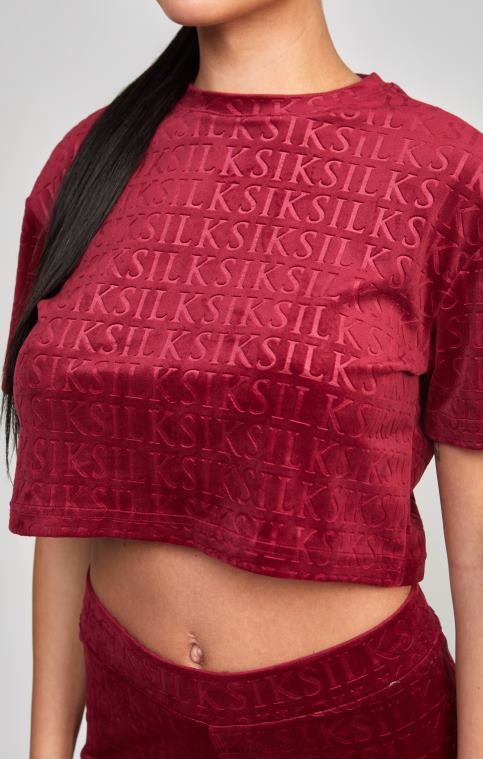 femmes vêtements 6B8NV62 SikSilk t-shirt court en velours rose