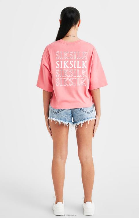 femmes vêtements 6B8NV65 SikSilk t-shirt rose à logo répété