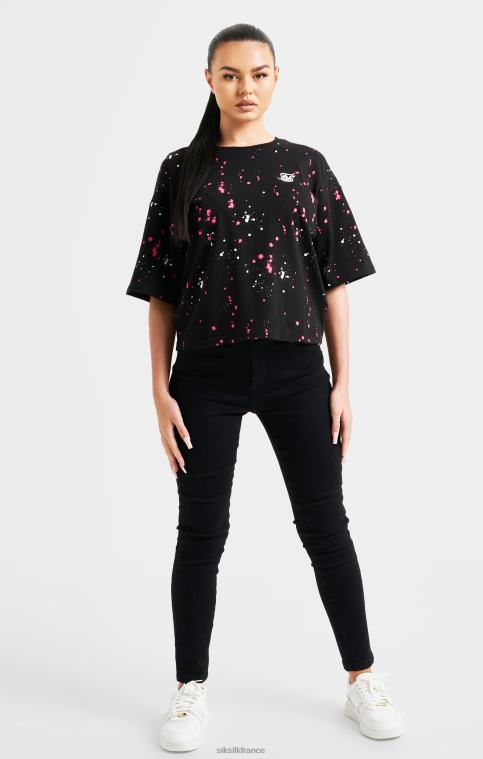 femmes vêtements 6B8NV67 SikSilk t-shirt court avec éclaboussures de peinture noire