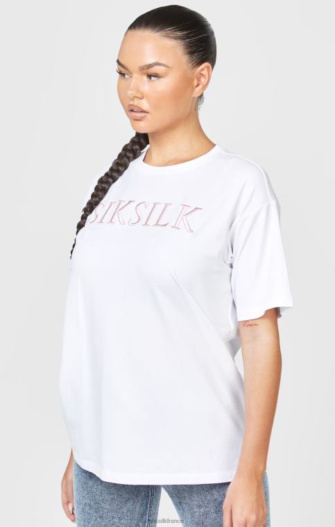 femmes vêtements 6B8NV69 SikSilk t-shirt boyfriend brodé blanc