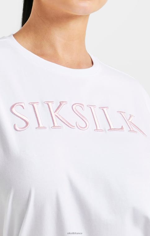femmes vêtements 6B8NV69 SikSilk t-shirt boyfriend brodé blanc
