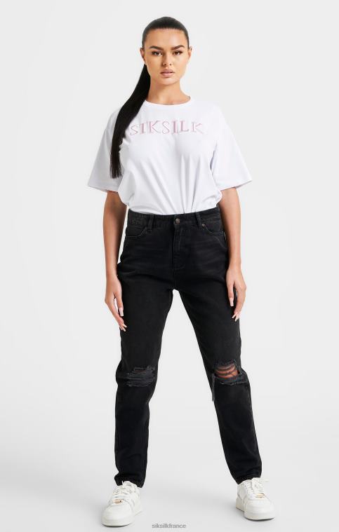 femmes vêtements 6B8NV69 SikSilk t-shirt boyfriend brodé blanc