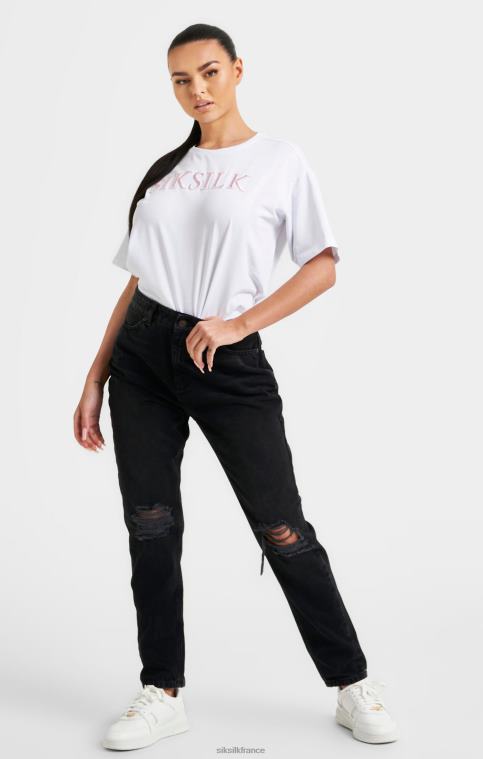 femmes vêtements 6B8NV69 SikSilk t-shirt boyfriend brodé blanc