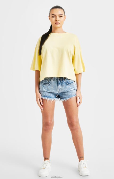 femmes vêtements 6B8NV70 SikSilk t-shirt à logo répété citron