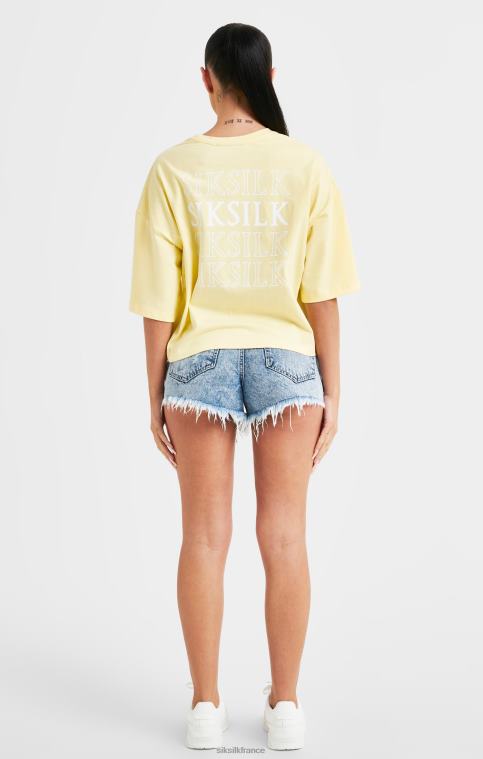 femmes vêtements 6B8NV70 SikSilk t-shirt à logo répété citron