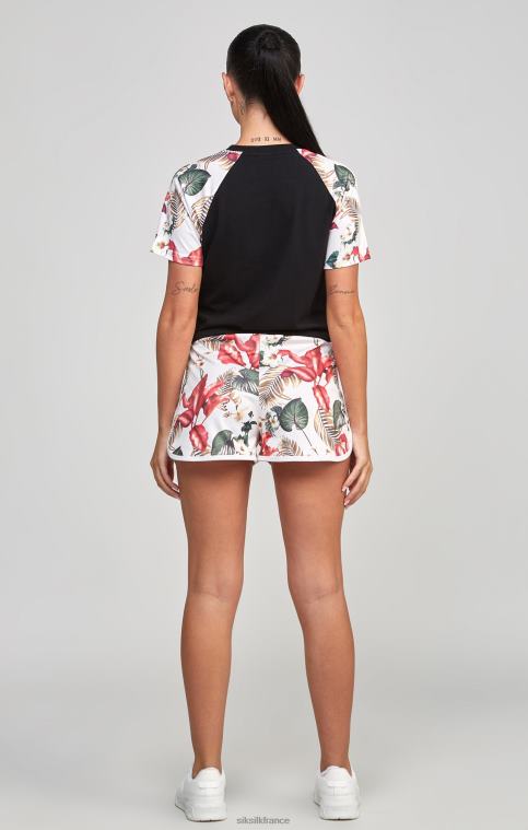 femmes vêtements 6B8NV73 SikSilk t-shirt court noir rétro tropiques
