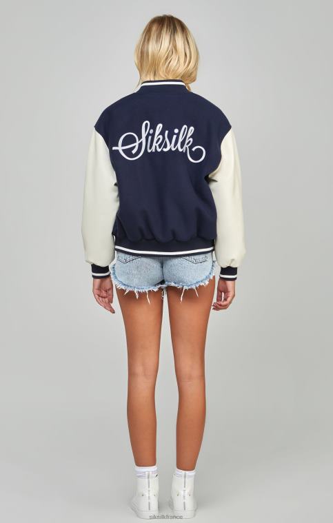 femmes vêtements 6B8NV131 SikSilk blouson aviateur universitaire bleu marine