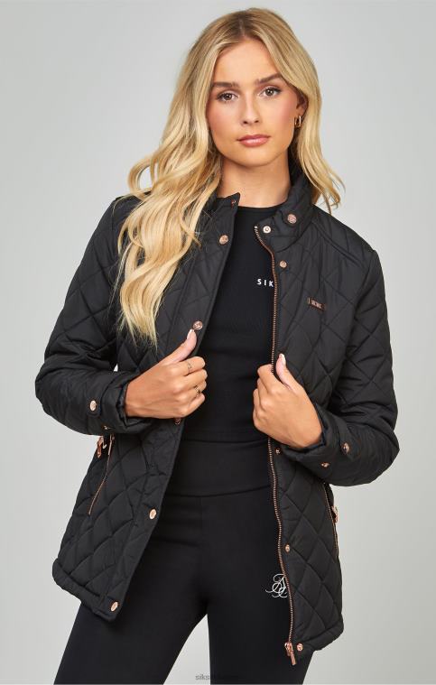femmes vêtements 6B8NV138 SikSilk veste matelassée noire à ceinture