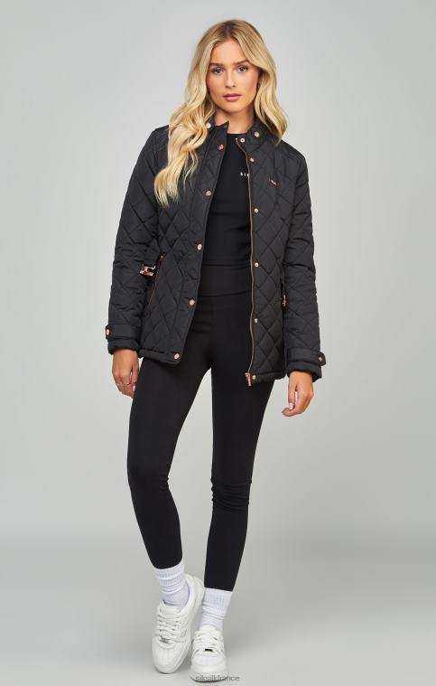 femmes vêtements 6B8NV138 SikSilk veste matelassée noire à ceinture