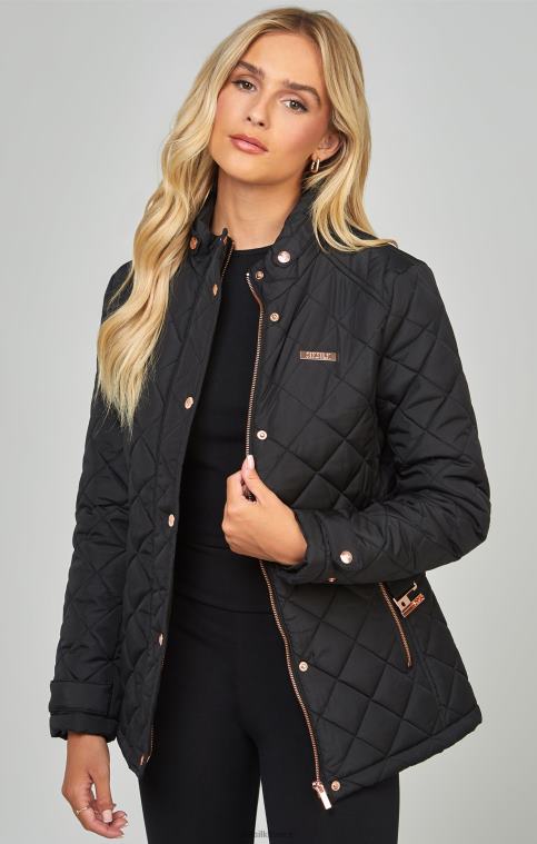 femmes vêtements 6B8NV138 SikSilk veste matelassée noire à ceinture