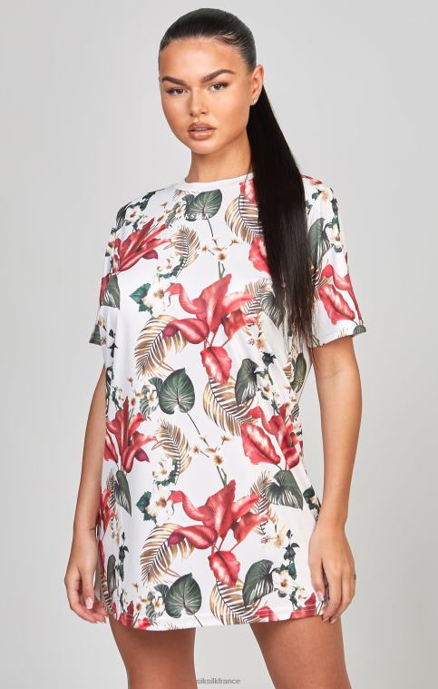 femmes vêtements 6B8NV149 SikSilk robe t-shirt à imprimé tropical multicolore