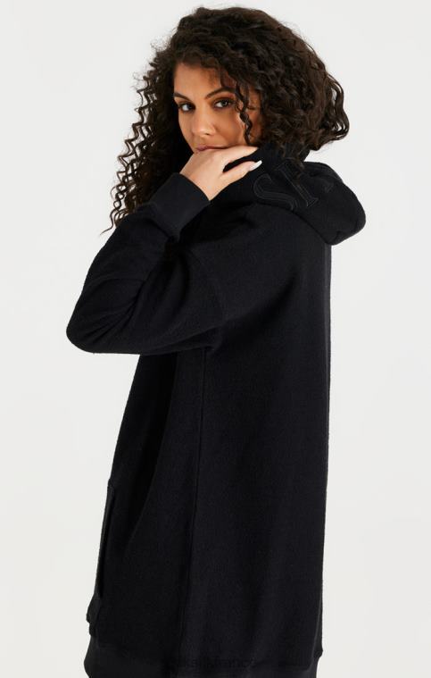 femmes vêtements 6B8NV151 SikSilk robe noire à capuche en polaire inversée