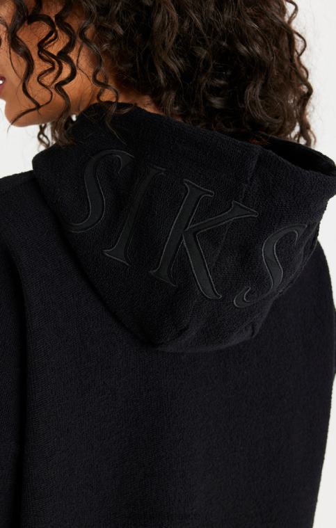 femmes vêtements 6B8NV151 SikSilk robe noire à capuche en polaire inversée