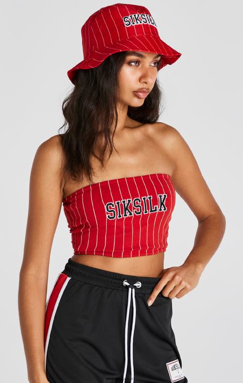 femmes vêtements 6B8NV208 SikSilk haut bandeau rouge à fines rayures