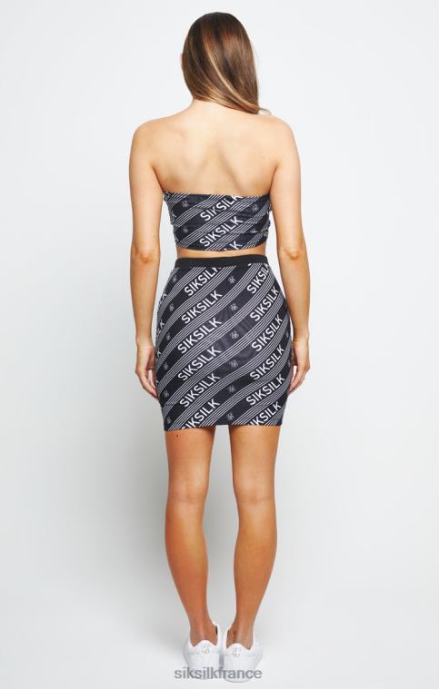 femmes vêtements 6B8NV215 SikSilk top bandeau à logo imprimé - noir