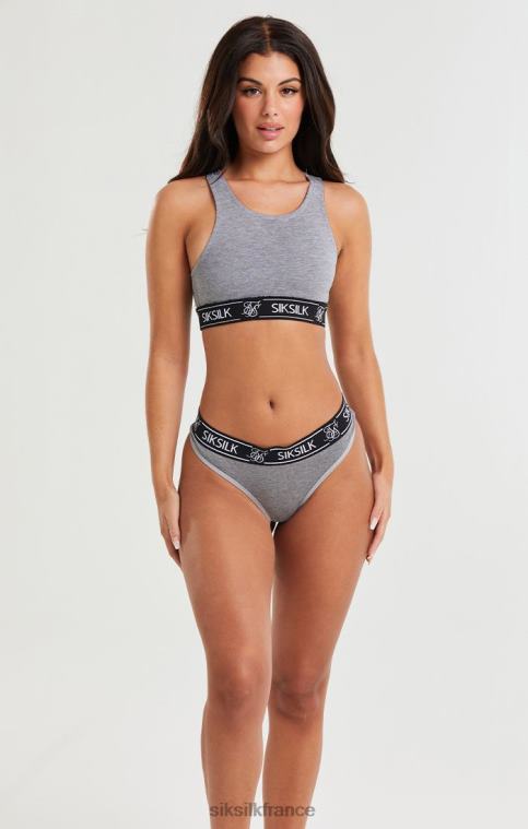 femmes vêtements 6B8NV218 SikSilk bralette à dos nageur gris chiné