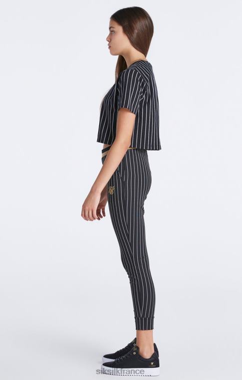 filles vêtements 6B8NV348 SikSilk jogging noir à rayures baseball
