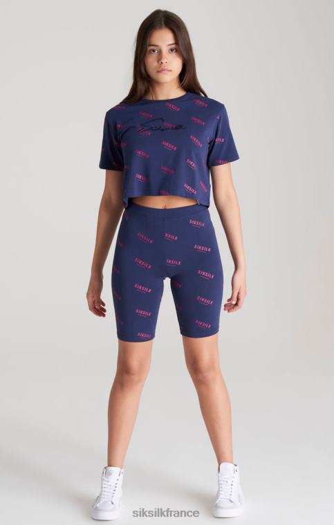 filles vêtements 6B8NV355 SikSilk short cycliste imprimé bleu marine