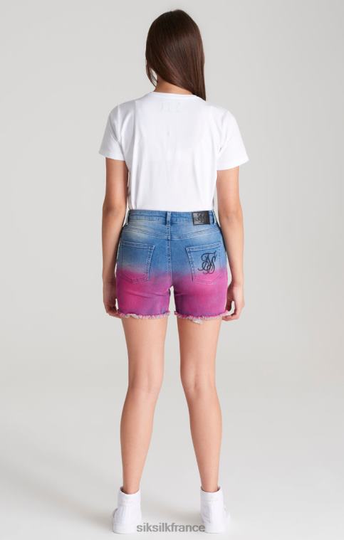 filles vêtements 6B8NV356 SikSilk short en jean bleu dip-dye