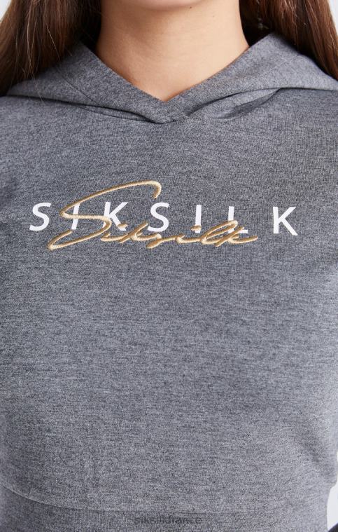 filles vêtements 6B8NV329 SikSilk haut de survêtement gris chiné signature