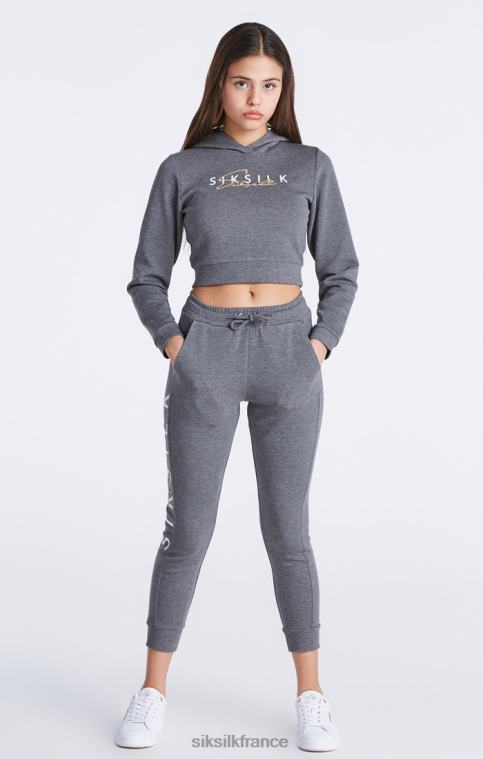 filles vêtements 6B8NV329 SikSilk haut de survêtement gris chiné signature