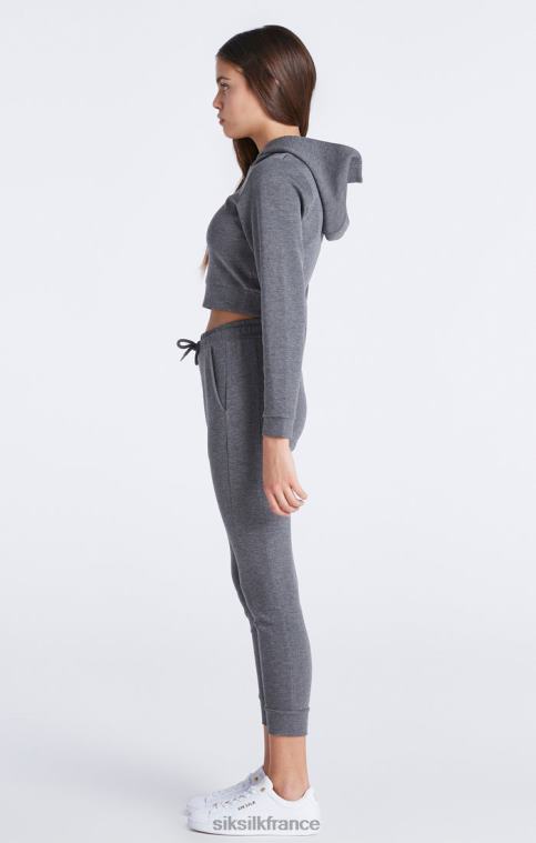filles vêtements 6B8NV329 SikSilk haut de survêtement gris chiné signature