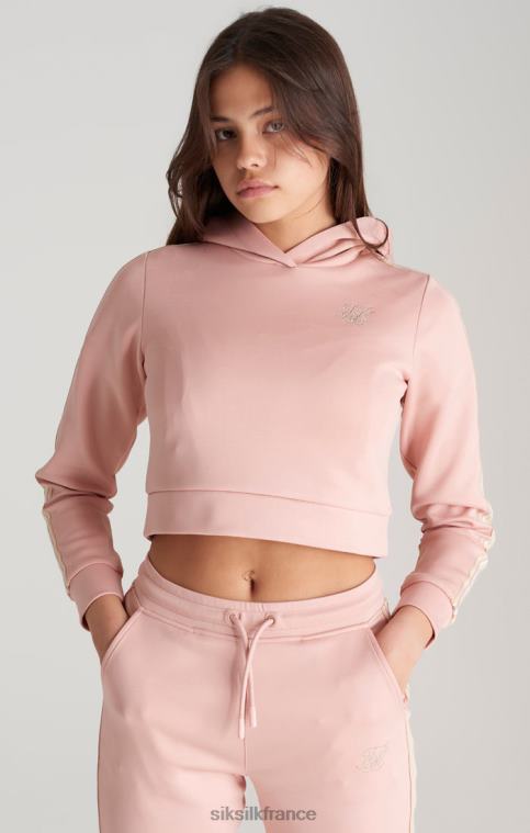 filles vêtements 6B8NV332 SikSilk sweat à capuche court rose à bande