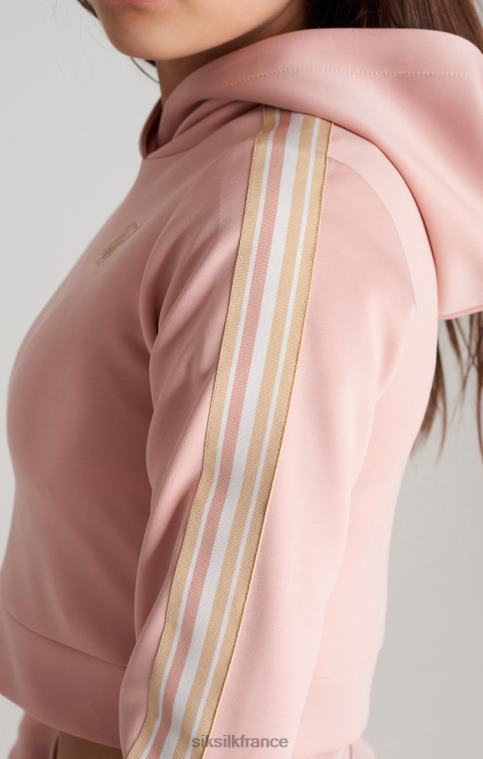 filles vêtements 6B8NV332 SikSilk sweat à capuche court rose à bande