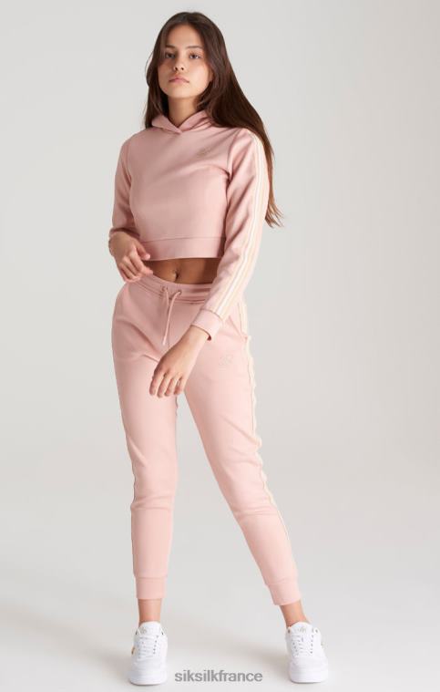filles vêtements 6B8NV332 SikSilk sweat à capuche court rose à bande