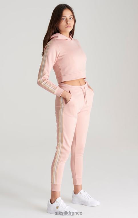 filles vêtements 6B8NV332 SikSilk sweat à capuche court rose à bande