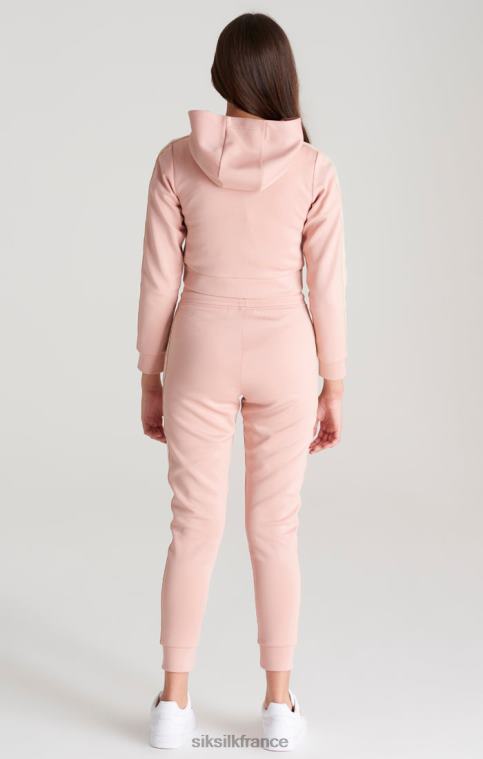 filles vêtements 6B8NV332 SikSilk sweat à capuche court rose à bande