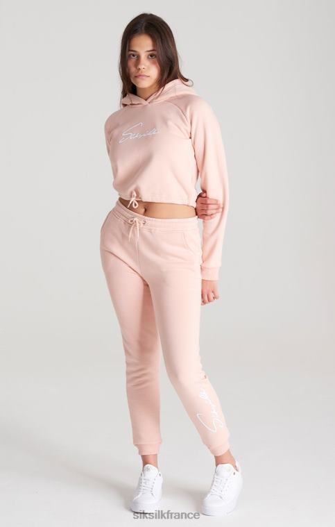 filles vêtements 6B8NV333 SikSilk sweat à capuche court rose signature