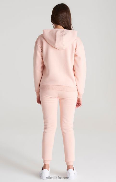 filles vêtements 6B8NV333 SikSilk sweat à capuche court rose signature
