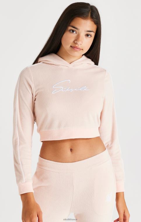 filles vêtements 6B8NV334 SikSilk capuche courte en tissu éponge signature - rose