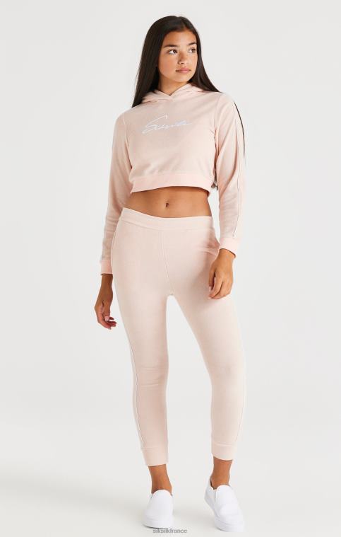 filles vêtements 6B8NV334 SikSilk capuche courte en tissu éponge signature - rose