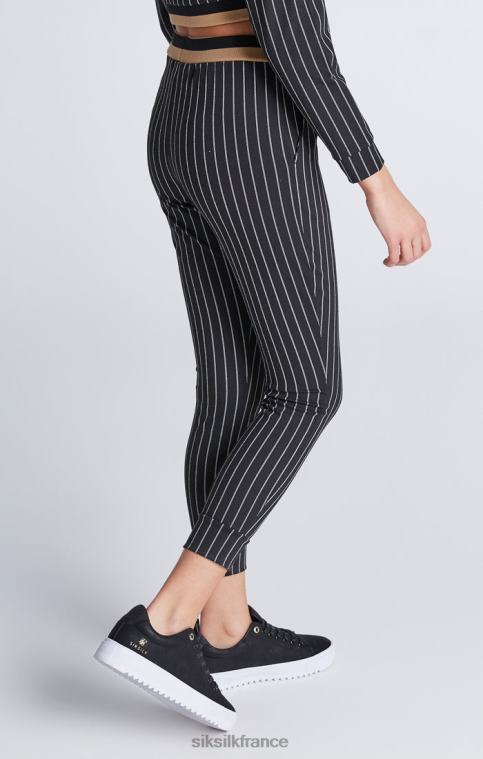 filles vêtements 6B8NV337 SikSilk sweat à capuche court noir à rayures de baseball