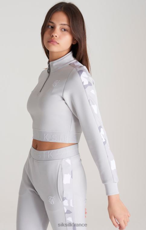 filles vêtements 6B8NV338 SikSilk haut de survêtement gris à empiècements camouflage