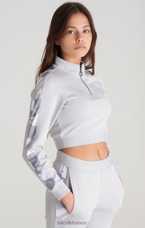 filles vêtements 6B8NV338 SikSilk haut de survêtement gris à empiècements camouflage