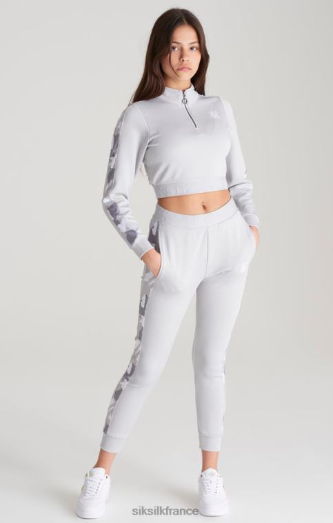 filles vêtements 6B8NV338 SikSilk haut de survêtement gris à empiècements camouflage