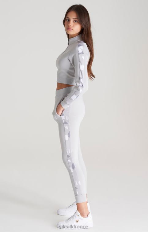 filles vêtements 6B8NV338 SikSilk haut de survêtement gris à empiècements camouflage