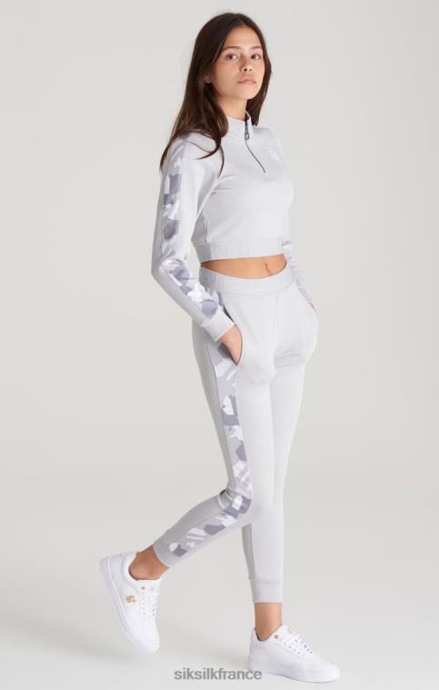 filles vêtements 6B8NV338 SikSilk haut de survêtement gris à empiècements camouflage