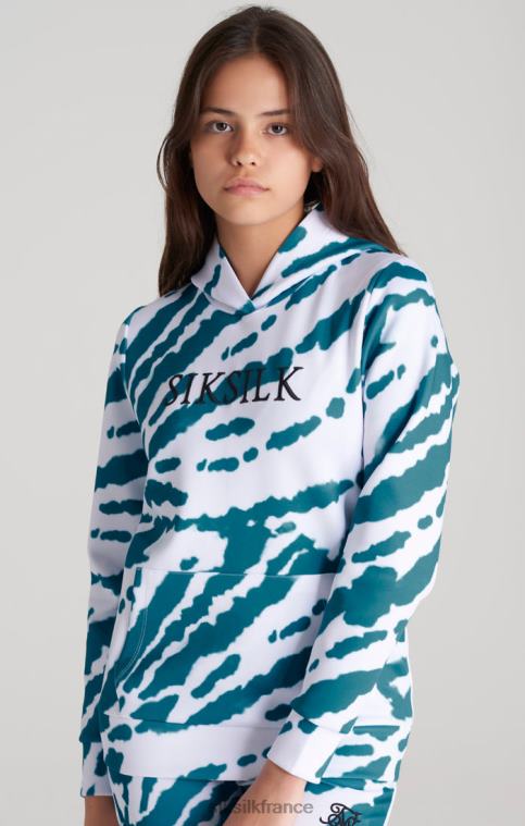 filles vêtements 6B8NV339 SikSilk sweat à capuche tie-dye blanc