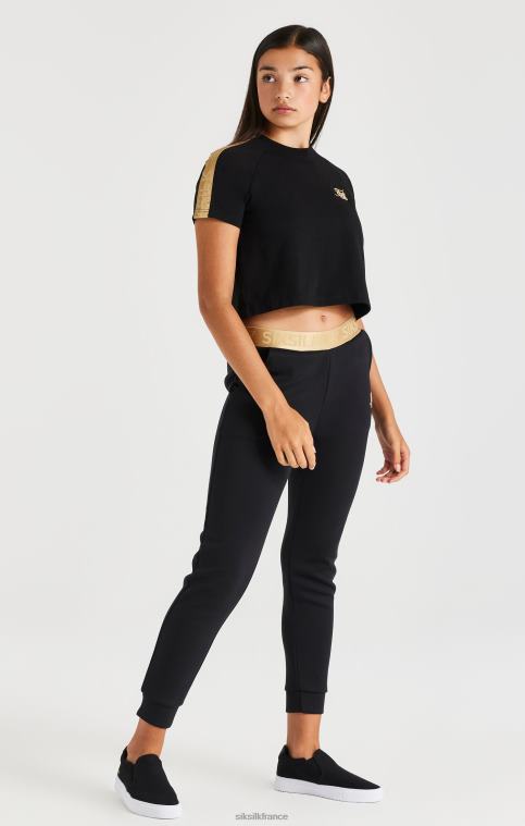 filles vêtements 6B8NV316 SikSilk t-shirt raglan à bande métallique - noir