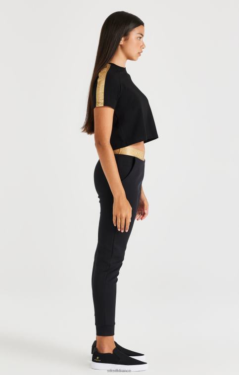 filles vêtements 6B8NV316 SikSilk t-shirt raglan à bande métallique - noir