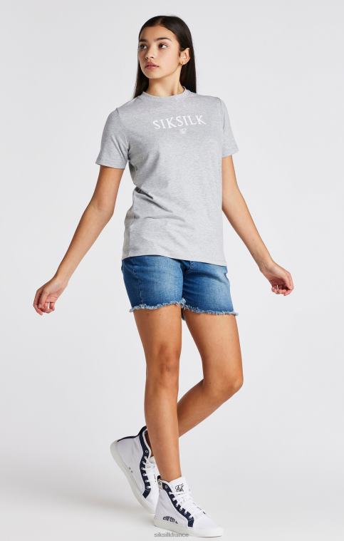 filles vêtements 6B8NV318 SikSilk t-shirt gris chiné griffé