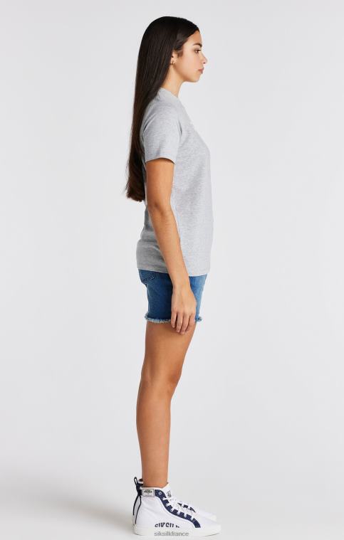 filles vêtements 6B8NV318 SikSilk t-shirt gris chiné griffé