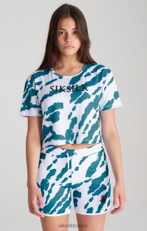 filles vêtements 6B8NV323 SikSilk t-shirt court tie-dye blanc
