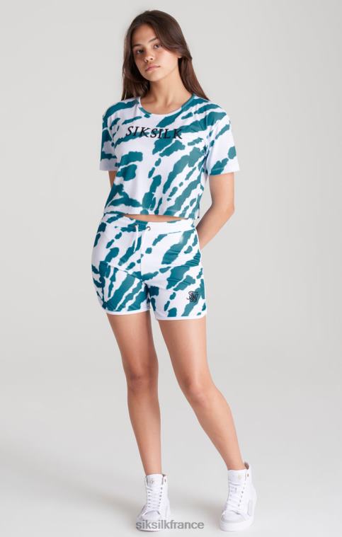 filles vêtements 6B8NV323 SikSilk t-shirt court tie-dye blanc