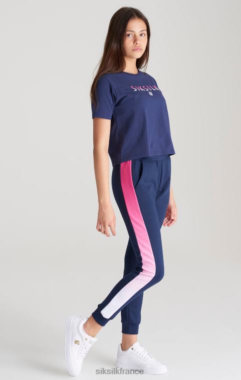 filles vêtements 6B8NV325 SikSilk t-shirt court bleu marine à logo délavé