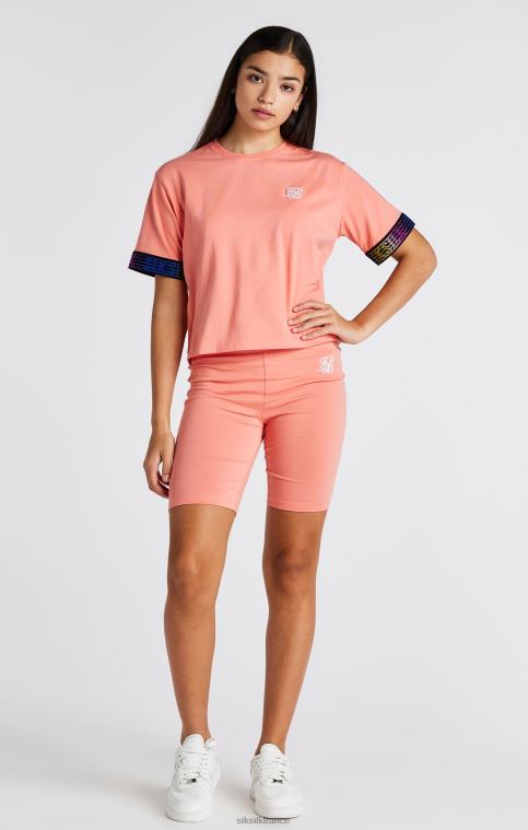 filles vêtements 6B8NV326 SikSilk t-shirt court à bande corail